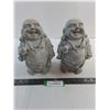 Image 1 : Pair of "Laughing Buddha" Chalkware Decor - 1 Damaged