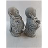 Image 4 : Pair of "Laughing Buddha" Chalkware Decor - 1 Damaged