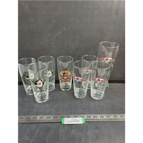 (8) Assorted "NHL Themed" Beer Glasses