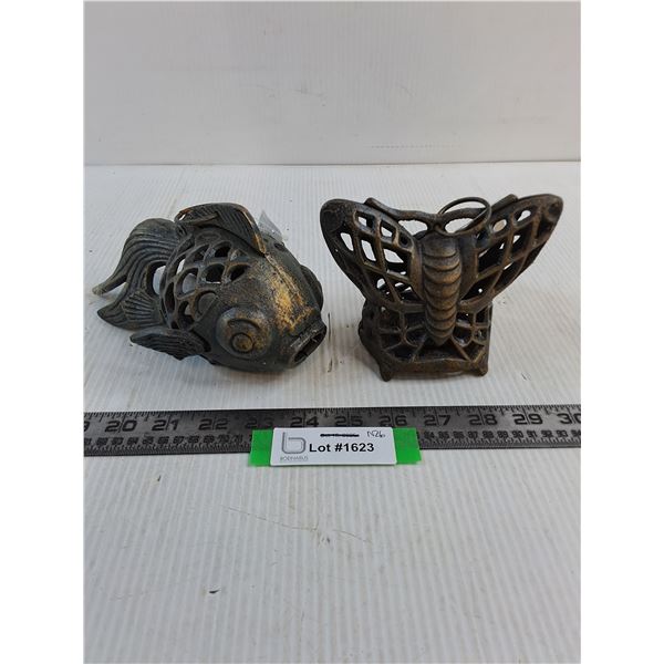 (2) New Cast-Iron Candle/Tealight Holder Outdoor Decor