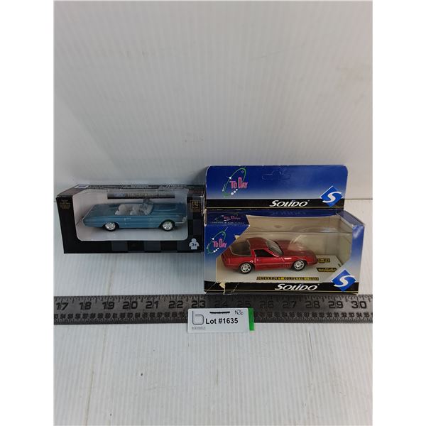 (2) Die-Cast In Box Replica Cars (66 T-Bird, Corvette)
