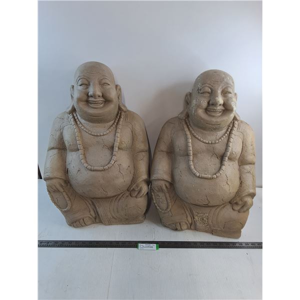 Pair of "Laughing Buddha" Garden Decor - 2' Tall - Pickup Preferred