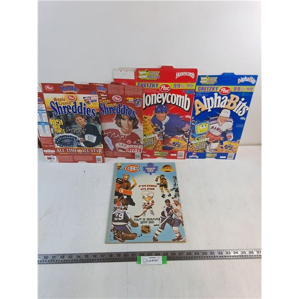 (4) Cereal Boxes w/Gretzky Promotion, Vintage NHL Scrapbook