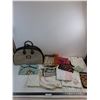 Image 1 : Travel Bag, Assorted Doilies, Table Linens, Scarves