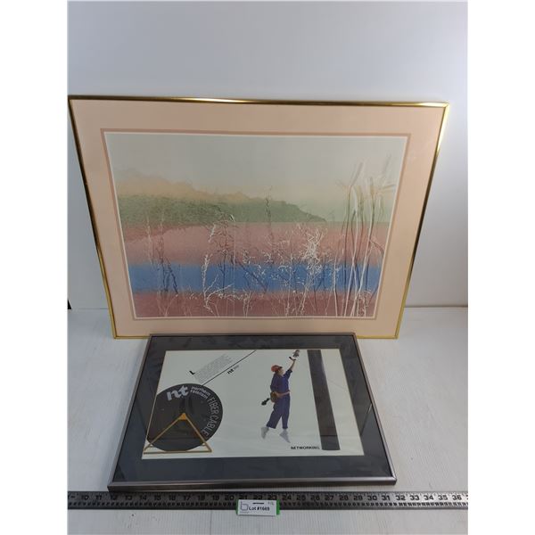 * (2) Metal-Framed Wall Decor (28" x 22" Landscape & 20" x 15" Northern Telecom)