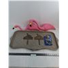 Image 1 : Pair of Legless Lawn Flamingos, Boot Tray, Lawn Mount Welcome Signs, NIB Solar light Clips