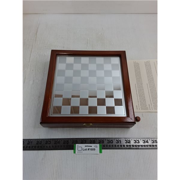 Glass & Wood Chess & Checkers Set - 1 Foot Needs Glue