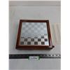 Image 1 : Glass & Wood Chess & Checkers Set - 1 Foot Needs Glue