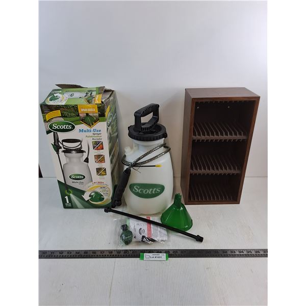 Scotts 1 Gallon 3-In-1 Sprayer - Appears Unused, 36-Slot CD/DVD Storage - 17x9x5.5"
