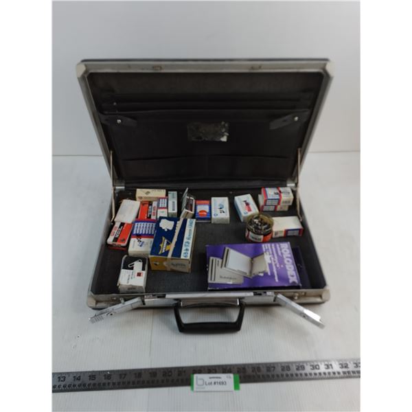 Locking Samsonite Briefcase w/Assorted Office Stationary