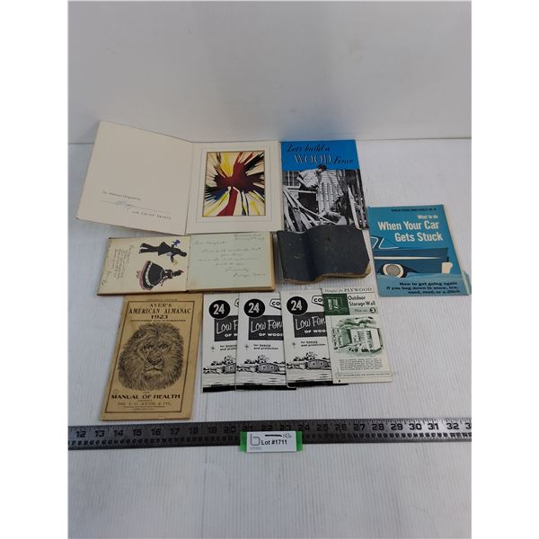 Assorted Vintage & Antique Booklets (1923 Almanac, Co-op, Personal)