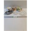 Image 1 : (1) Cup/Saucer Set,(2) Cups,Metal Candy Tray,(2) Trinket Dishes