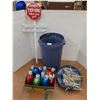 Image 1 : * Roller Garbage Can, Icicle String Lights - Tested, (11) Display Bulbs, Santa Stop Sign - PU Only