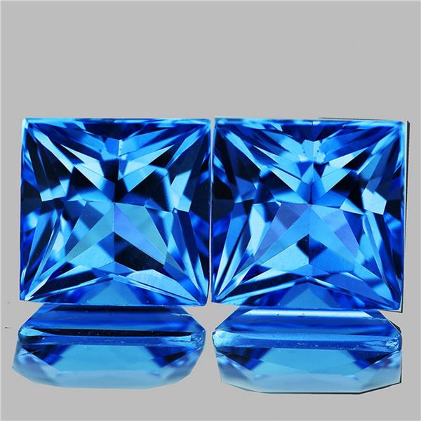 Natural Princess Swiss Blue Topaz Pair{Flawless-VVS1}