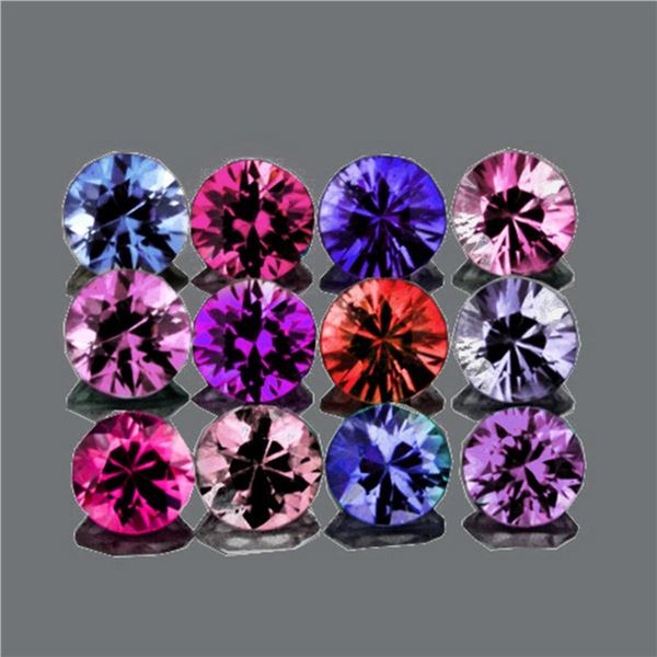 Natural Multi Color Sapphire 12 Pcs [IF-VVS]-AAA Grade
