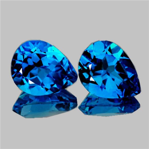 Natural Premium AAA Swiss Blue Topaz Pair  -  FL