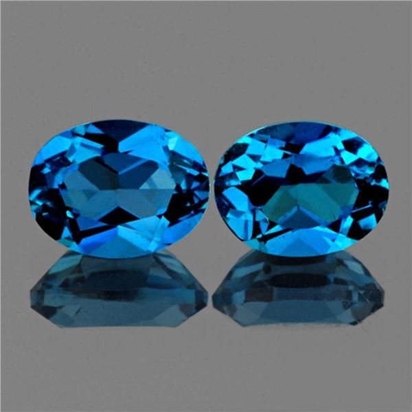 Natural London Blue Topaz Pair  {Flawless-VVS1}