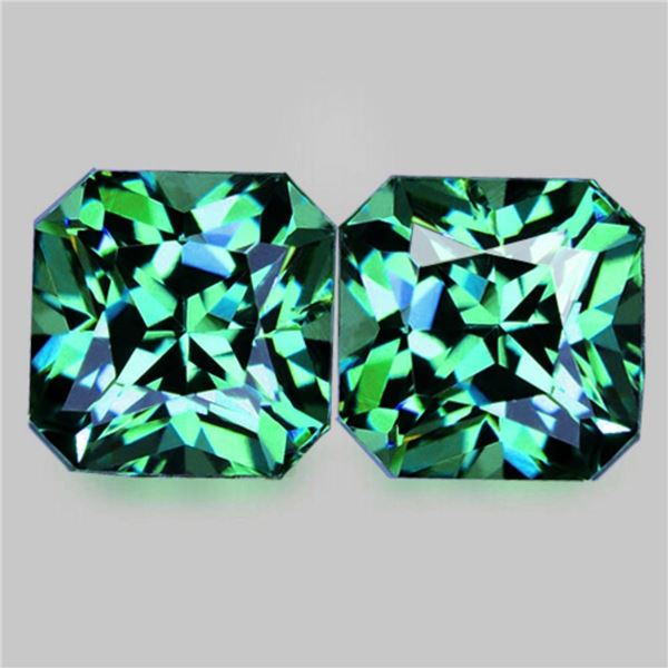 Natural Green Blue Tourmaline Pair  {Flawless-VVS}
