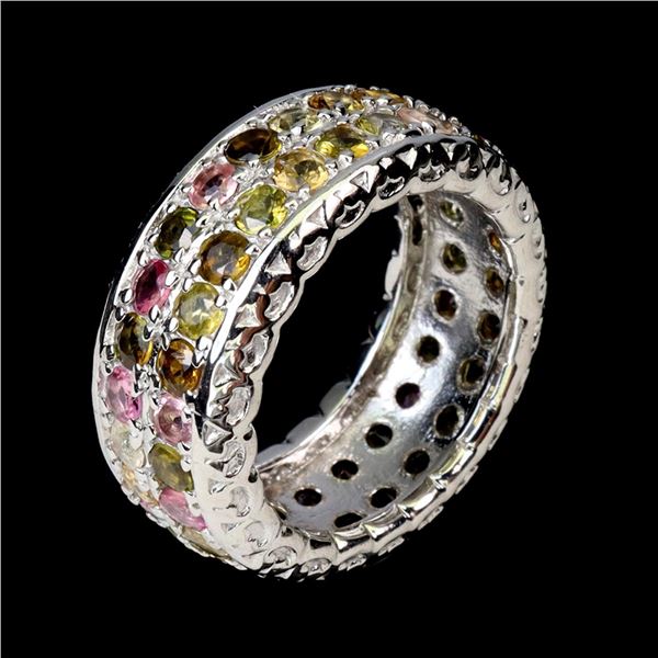 Natural Multi Color Tourmaline Eternity Ring