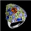 Image 2 : Natural Citrine Kyanite Peridot Ring