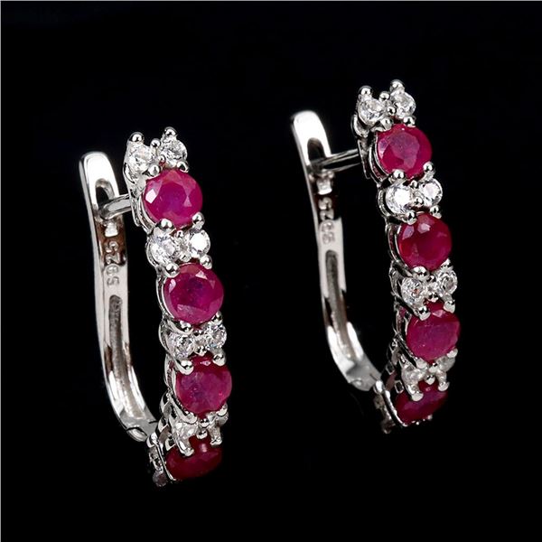 Natural Red Ruby Earrings