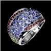 Image 1 : Natural Tanzanite Peridot Rhodolite Ring