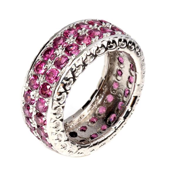 Natural Rhodolite Garnet Eternity Ring
