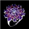 Image 2 : Natural Amethyst Rhodolite Tanzanite Ring