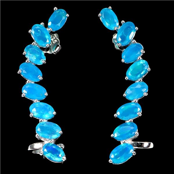 Natural Ethopian Blue Opal Earrings