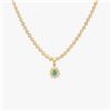 Image 1 : Gold & Lab Diamond 12 Cts & Natural Colombian Emerald Necklace