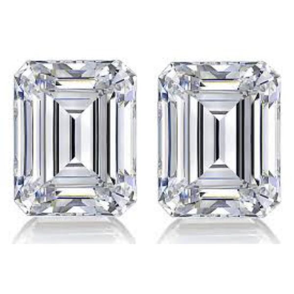 Brilliant White Emerald Cut Diamond Pair 10 Cts - IGI Certifed