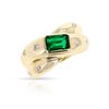 Image 2 : 18k Gold Natural Emerald & Diamond Ring