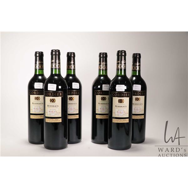 Cordier Bordeaux/ 2004/ Sauvignon/ 6 X 750ml individually numbered bottles/ each 12.5% ABV Note: Alc