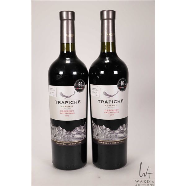 Trapiche Reserve/ 2019/ Cabernet Sauvignon/ 750ml/ 1.35% ABV Note: Alcohol cannot be insured by any 