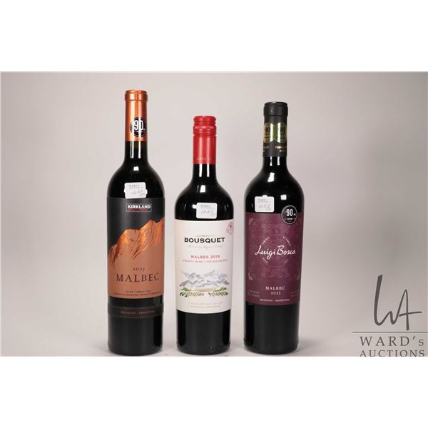 Bousquet/ 2019/ Malbec/ Argentina Red Wine/ 750ml 14% ABV, Luigi Bosca/ 2021/ Malbec/ Argentina Red 