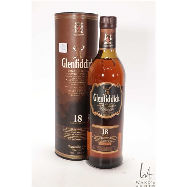 Glenfiddich/ 18 Year/ Single Malt Scotch Whisky/ 750ml/ 40% ABV Note: Alcohol cannot be insured by a
