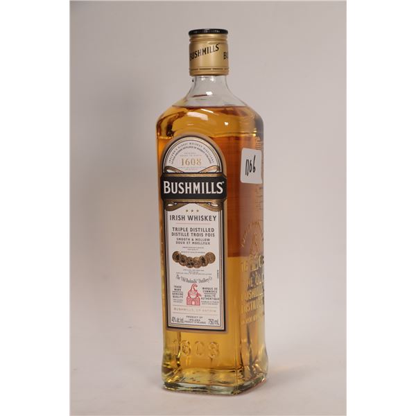 Bushmills/ Triple Distilled/ Irish Whisky/ 750ml/ 40% ABV Note: Alcohol cannot be insured by any cou