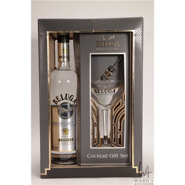 Beluga/ Noble Russian Vodka/ 750ml/ 40% ABV, In gift pack with branded martini glass Note: Alcohol c