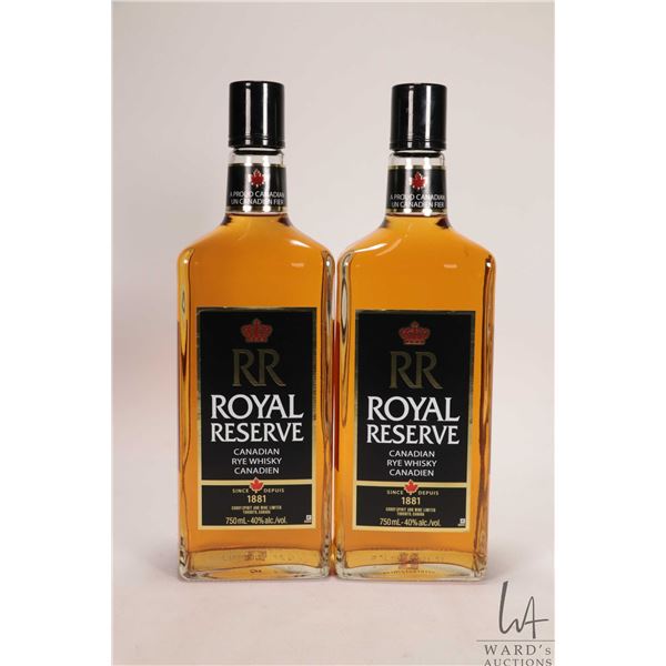 Two bottles of Royal Reserve/ Canadian Rye Whisky/ each 750ml/ 40% ABV Note: Alcohol cannot be insur