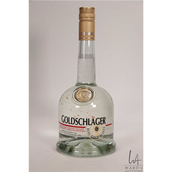 Goldschlager/ Cinnamon Schnapps Liqueur with gold flakes/ 750ml/ 40% ABV Note: Alcohol cannot be ins