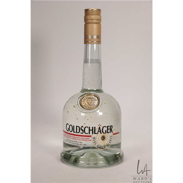 Goldschlager/ Cinnamon Schnapps Liqueur with gold flakes/ 750ml/ 40% ABV Note: Alcohol cannot be ins