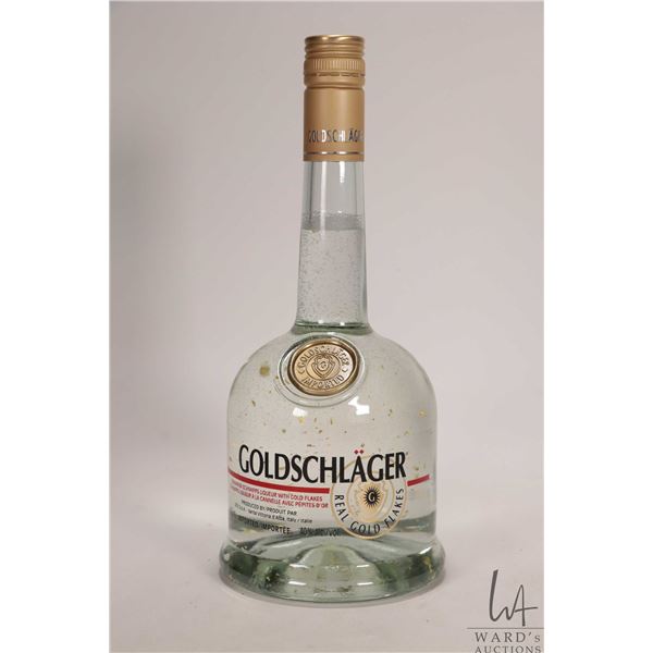 Goldschlager/ Cinnamon Schnapps Liqueur with gold flakes/ 750ml/ 40% ABV Note: Alcohol cannot be ins