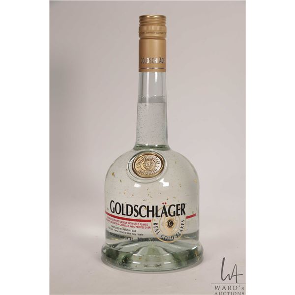 Goldschlager/ Cinnamon Schnapps Liqueur with gold flakes/ 750ml/ 40% ABV Note: Alcohol cannot be ins