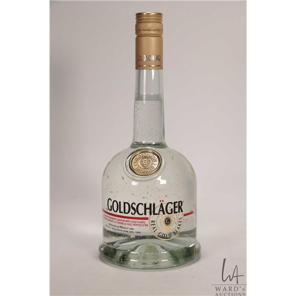 Goldschlager/ Cinnamon Schnapps Liqueur with gold flakes/ 750ml/ 40% ABV Note: Alcohol cannot be ins