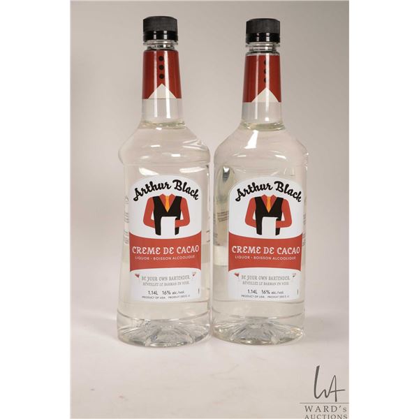 Two bottles of Arthur Black/ Creme De Cacao/ Liquor/ 1.14 ltrs./ 16% ABV Note: Alcohol cannot be ins