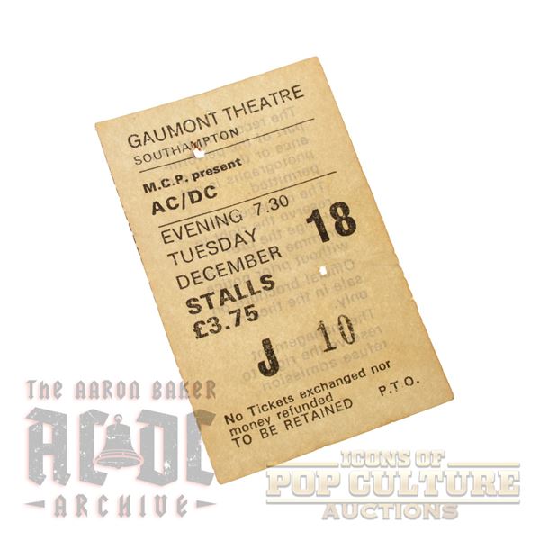 AC/DC - 1979 Gaumont Theatre Southampton Ticket Stub - 2060