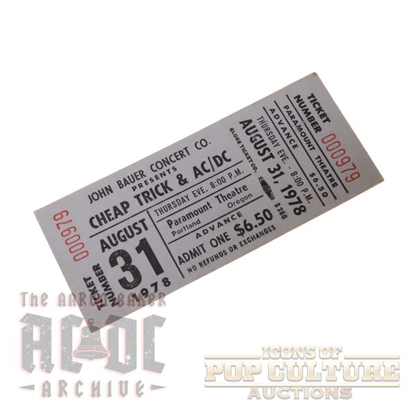 AC/DC & Cheap Trick 1978 Portland Ticket Stub - 2063
