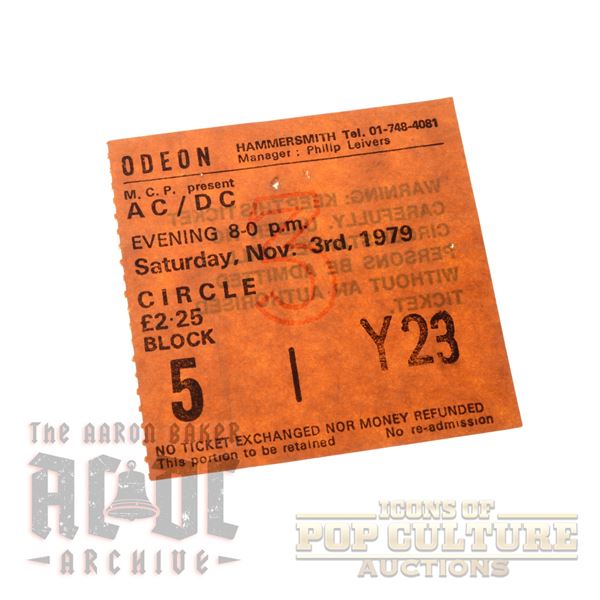 AC/DC - 1979 Hammersmith Odeon Ticket Stub - 2061