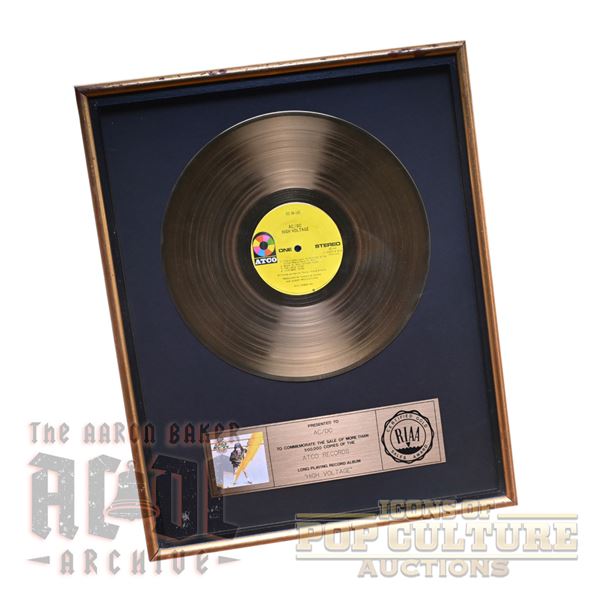 AC/DC – RIAA Gold Sales Award for High Voltage - 3217