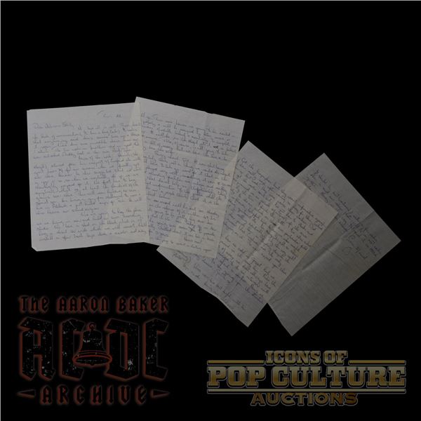Bon Scott Four-Page Handwritten Letter - 4981